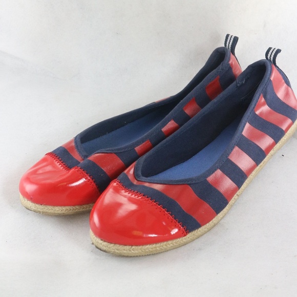 NAUTICA Scow Skimmer Flats Red & Navy Stripes - Picture 6 of 8